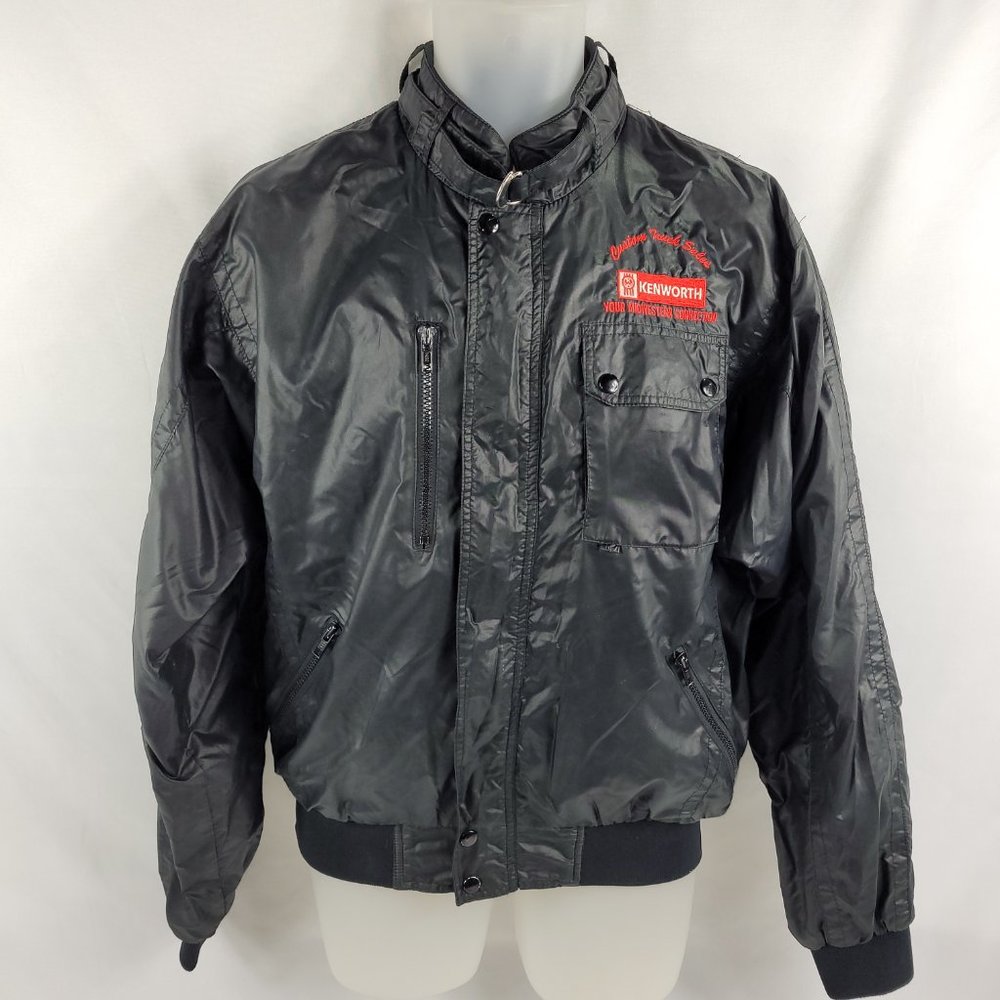 Kenworth Semi Trucks Light Jacket Vintage Black Full Zip Tonkin Mens size medium